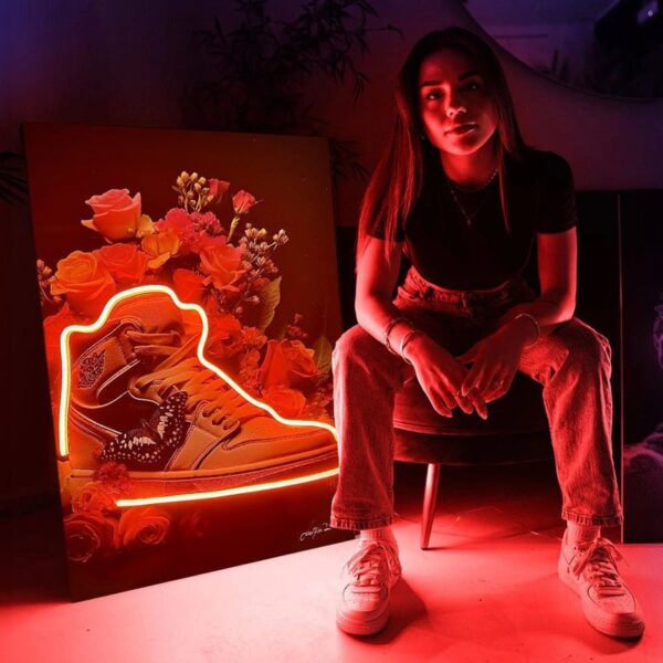 Basketball Shoes Butterfly UV Neon Sign